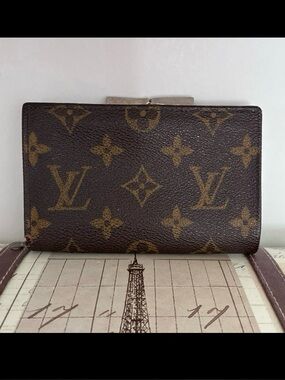 Vintage Louis Vuitton Monogram Print Kiss Lock Wallet Saks Fifth Avenue Rare